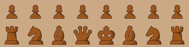 Piezas de ajedrez vector negro 11