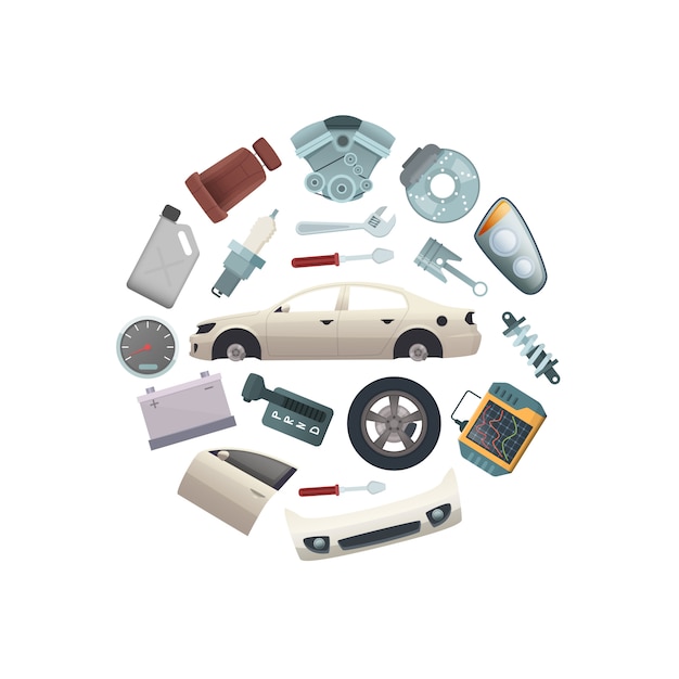 piezas de automóviles en forma de círculo