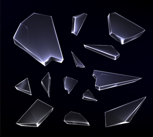 Piezas de fragmentos de vidrio realistas