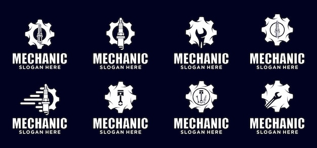 Piezas mecánicas del logotipo de la bujía del logotipo de la llave inglesa del logotipo del engranaje de la combinación del motor del coche