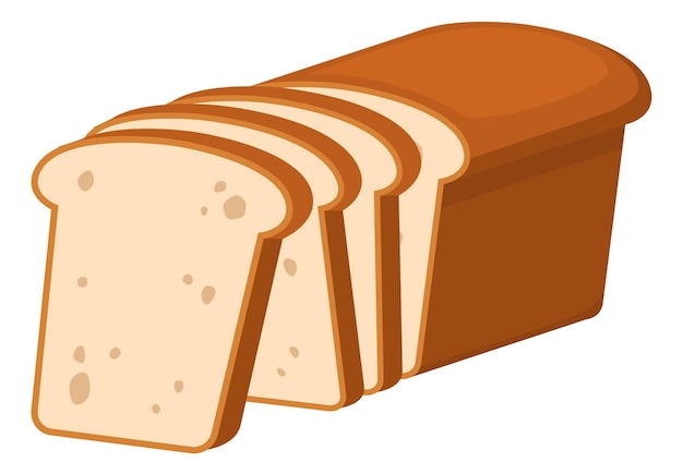 Piezas de pan tostado Icono de rebanadas de panadería de dibujos animados aislado sobre fondo blanco