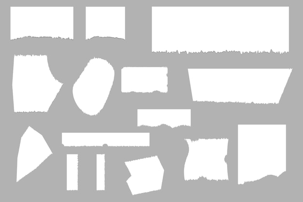Piezas de papel blanco rasgadas hojas en blanco rasgadas carta dañada con un vector de copyspace