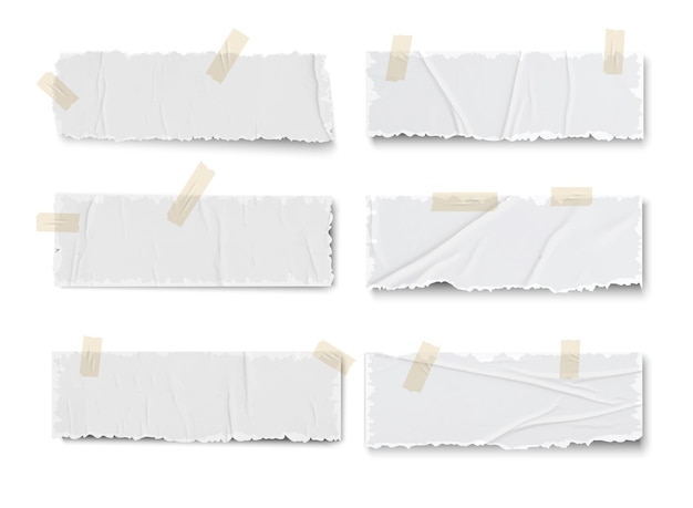 Piezas de papel rasgadas y arrugadas con cinta adhesiva