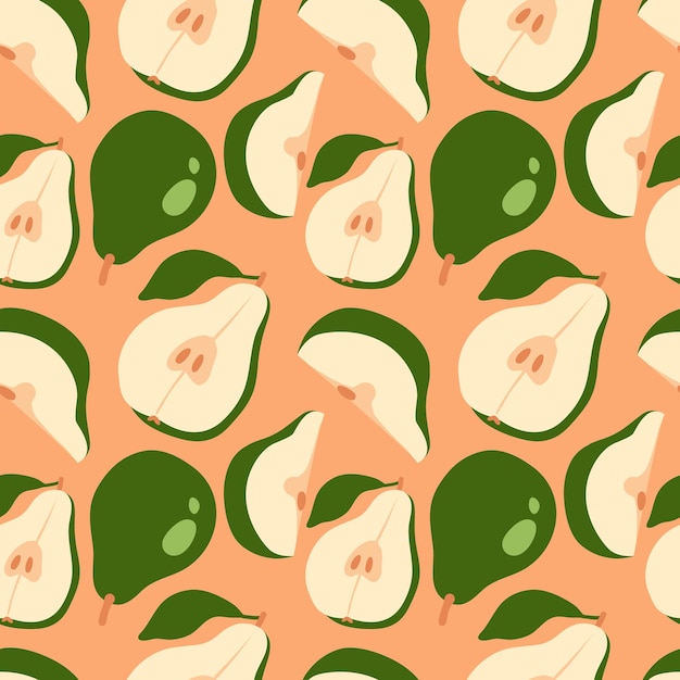 Piezas de pera en un fondo claro patrón sin costuras