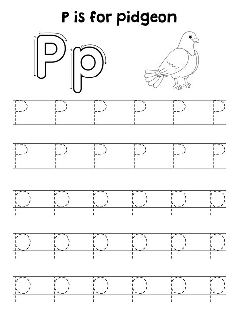 Pigeon animal tracing letter abc coloring page z