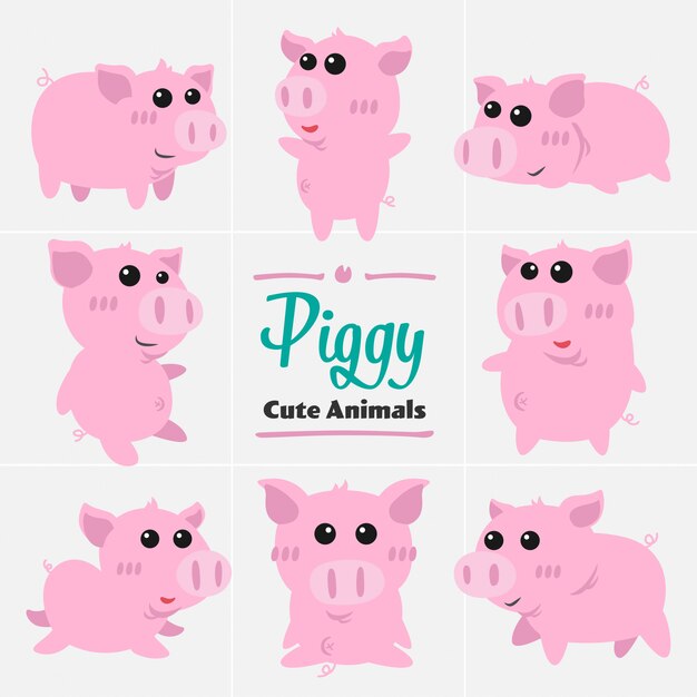 Piggy Pigs Cartoon Animals 