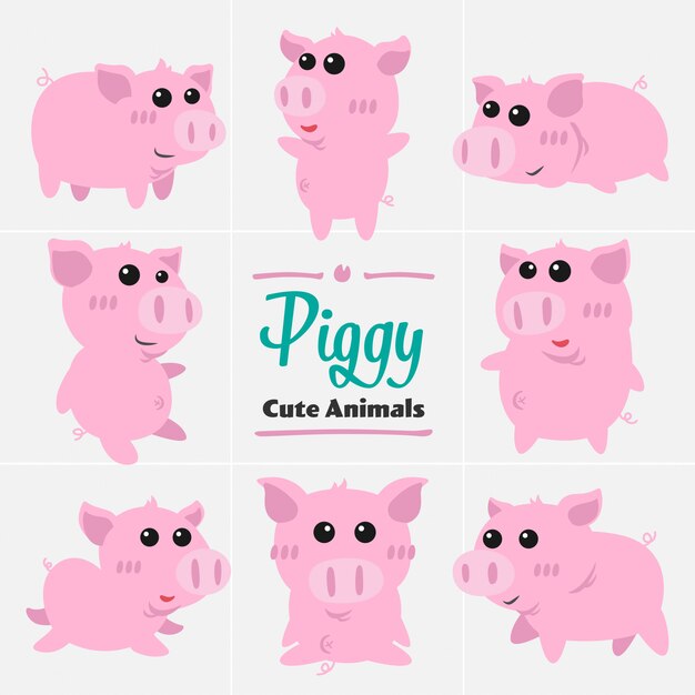 Vector piggy pigs cartoon animals