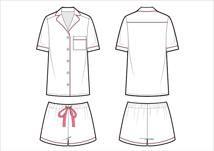 Vector pijamas de moda para mujer. camiseta y pantalón blanco.