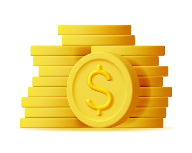 Pila 3d de monedas de oro icono aislado