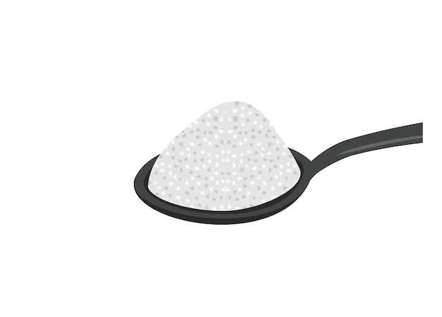 Una pila de azúcar en una cucharadita Ilustración plana simple