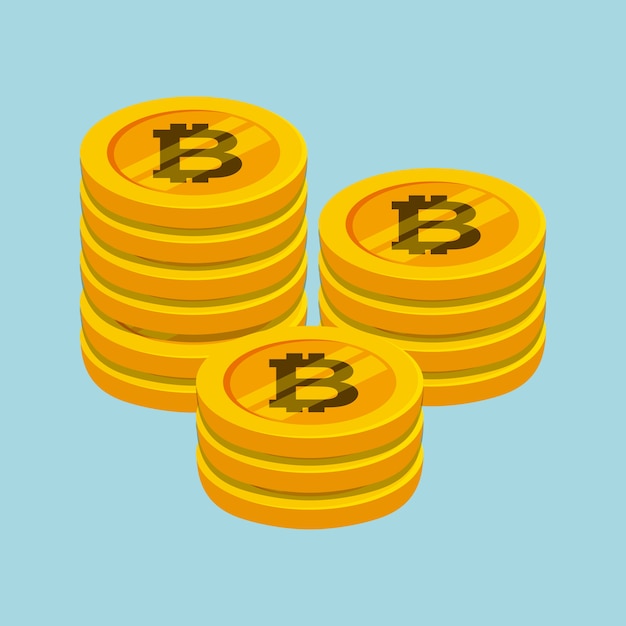 Vector pila de bitcoins dorados