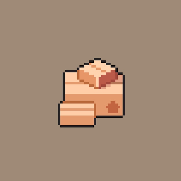 pila de cajas de cartón en estilo pixel art
