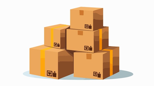 Pila de cajas de cartón Icono aislado Vector plano