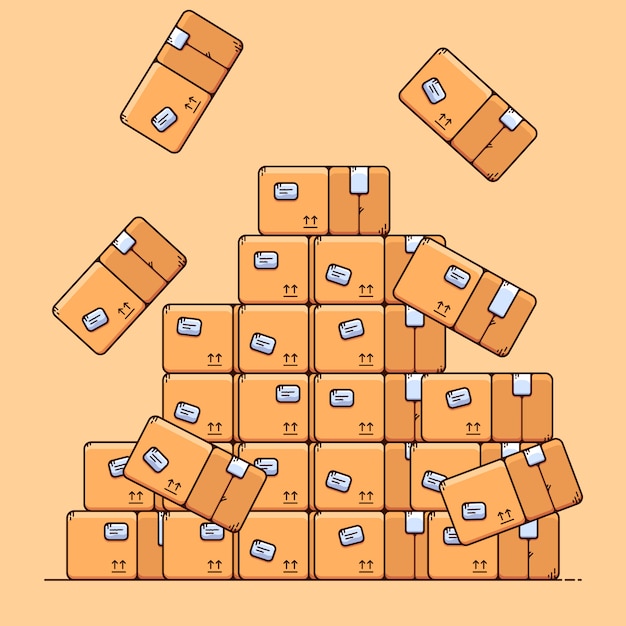 Vector pila de cajas de cartón ilustración