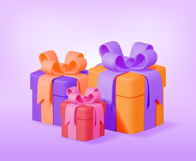 Vector pila de cajas de regalo 3d aislado