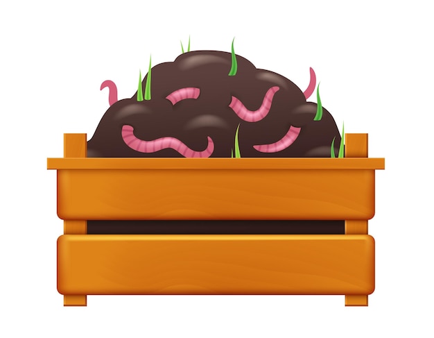 Una pila de compost en una caja Ilustración 3D vectorial