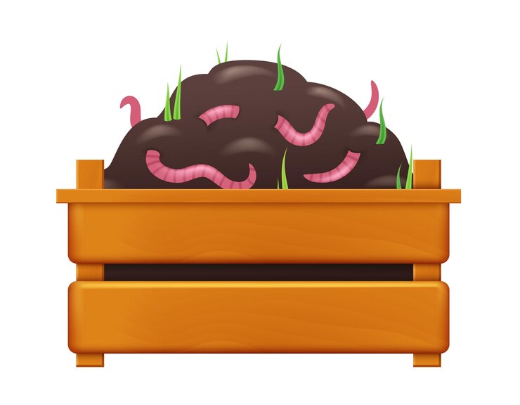 Vector una pila de compost en una caja ilustración 3d vectorial