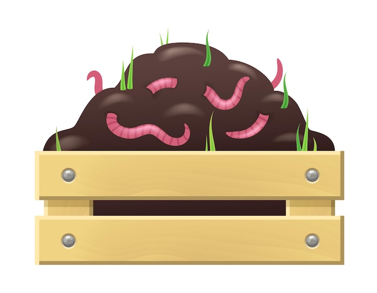 Vector una pila de compost en una caja ilustración 3d vectorial
