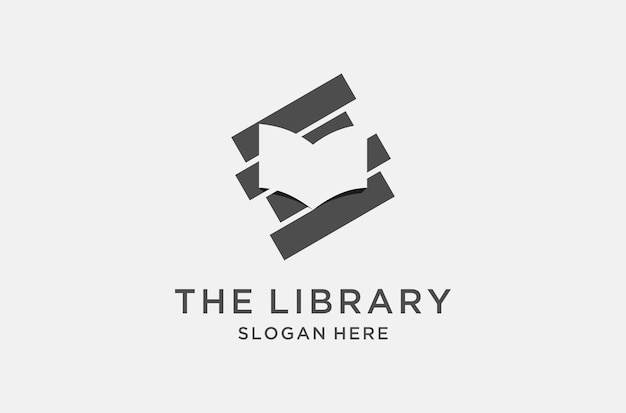 Pila de diseño de logotipo de libros para biblioteca o librería.