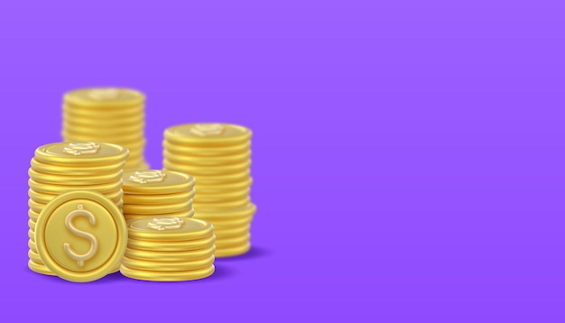 Vector la pila de iconos de monedas de tokens 3d