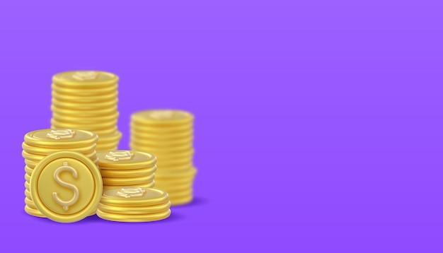 Vector la pila de iconos de monedas de tokens 3d