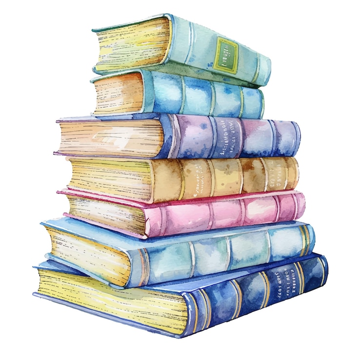 Vector pila de ilustraciones vectoriales de libros en estilo acuarela