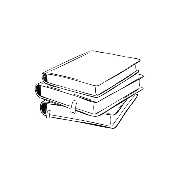 Vector pila de libros aislados en blanco ilustración de vector de boceto dibujado a mano