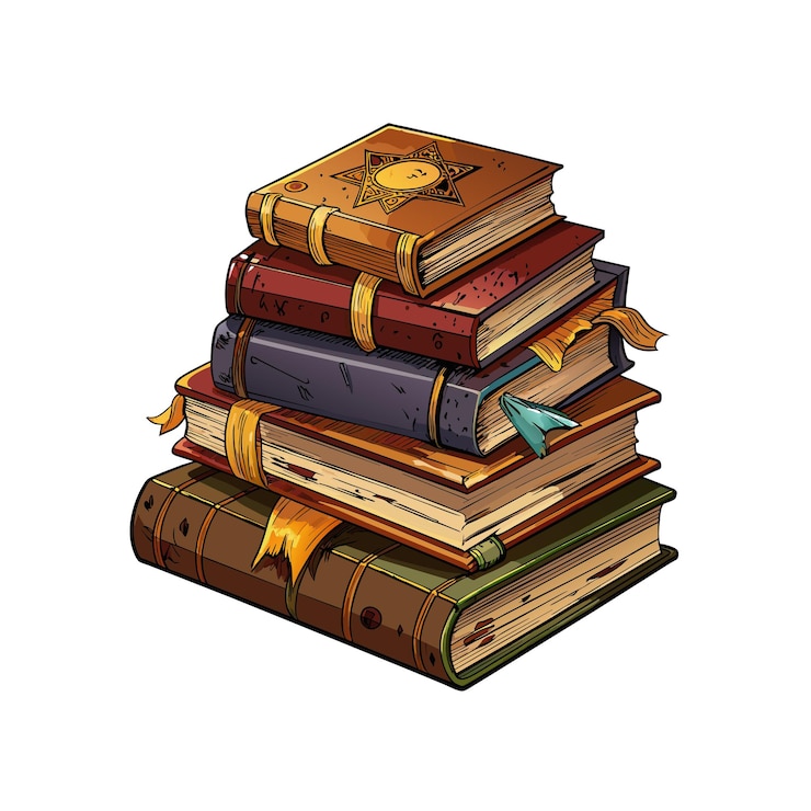 Vector una pila de libros con una cinta alrededor de la parte superior