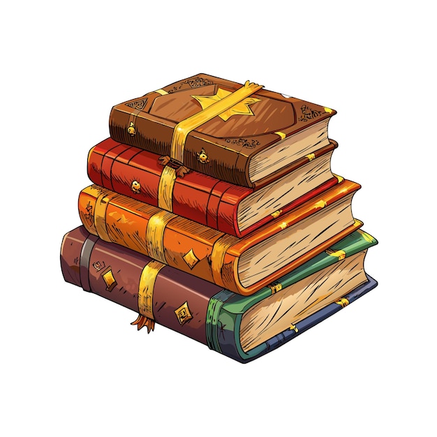 una pila de libros con una cinta de oro en la parte superior de ellos