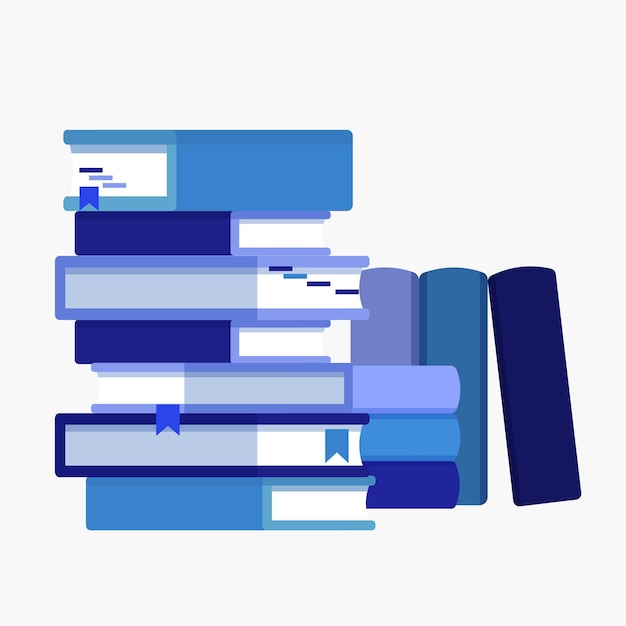 Pila de libros de color de estilo plano Libros apilados con ilustración de marcadores