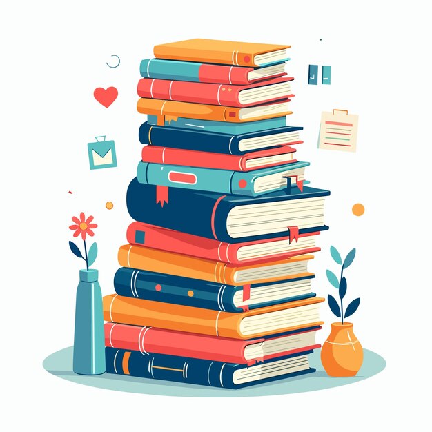 Vector pila de libros coloridos ilustración vectorial generada ai