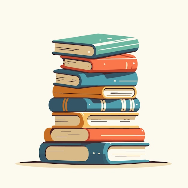 Pila de libros coloridos ilustración vectorial generada ai