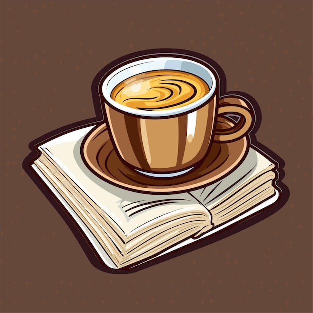 pila de libros dibujada a mano y una taza de café para el día mundial del libro pila de libros con una taza de té