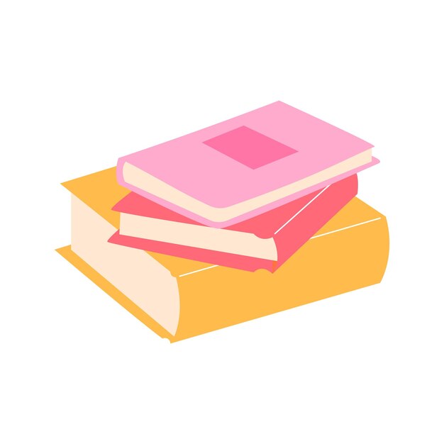 Una pila de libros de diferentes tamaños sobre un fondo blanco