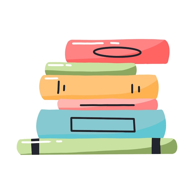 Pila de libros en estilo de dibujos animados Una pila de libros Libros de texto para leer Ilustración vectorial