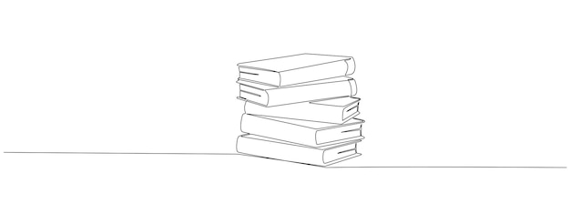 Una pila de libros en una línea continua Símbolo de la literatura educativa de la biblioteca leyendo en un estilo de línea Ilustración editable vectorial