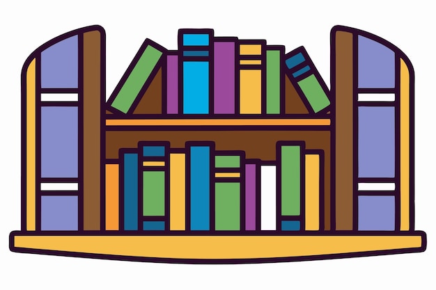 Una pila de libros en la pared con estanterías