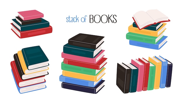 pila de libros pila de libros libros de texto escolares diccionarios enciclopedias literatura vector plano