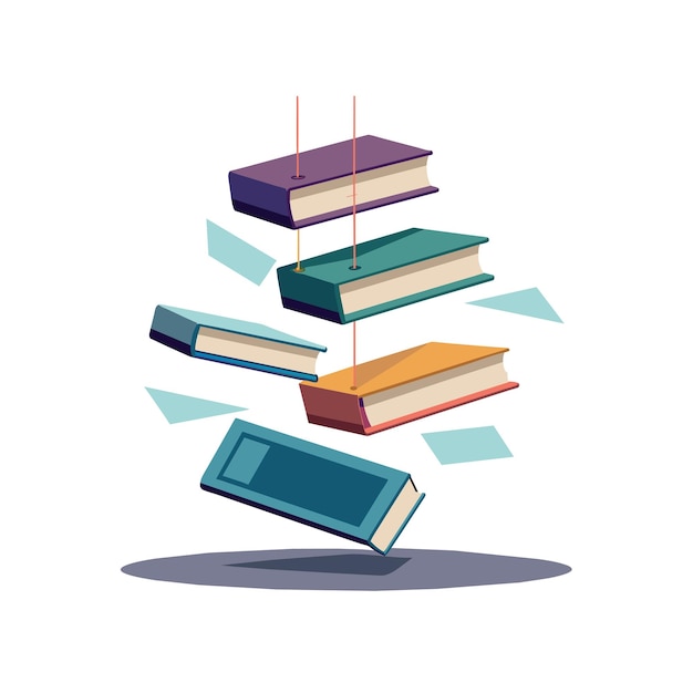 una pila de libros con uno siendo sacado