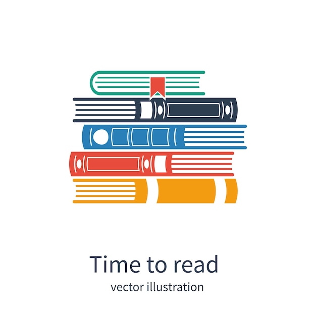 Pila de libros tiempo para leer ilustración vectorial
