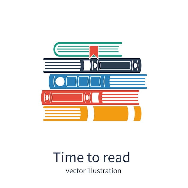 Vector pila de libros tiempo para leer ilustración vectorial