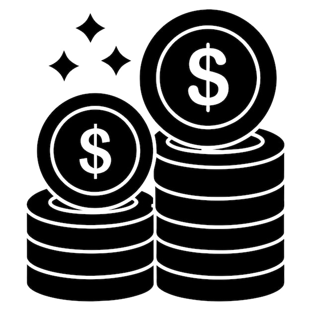 una pila de monedas de dinero icono en silueta