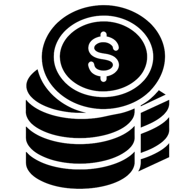 una pila de monedas de dinero icono en silueta
