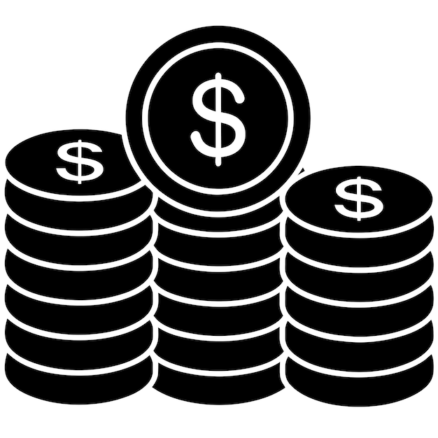 una pila de monedas de dinero icono en silueta