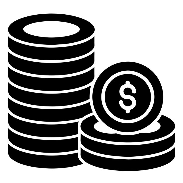 una pila de monedas de dinero icono en silueta
