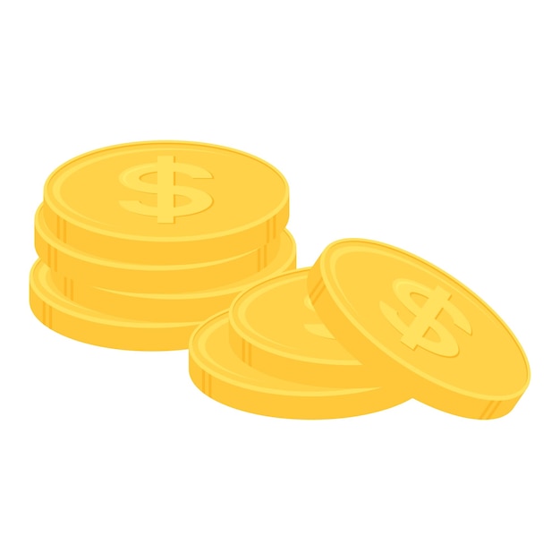 Pila de monedas de dólar de oro concepto de negocios y finanzas ilustración de vector de diseño plano