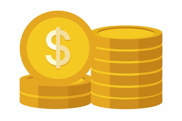 Pila de monedas y dólares de dinero Iconos de vector plano