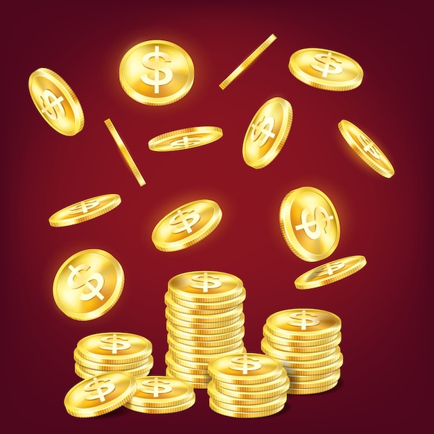 Pila de monedas doradas brillantes