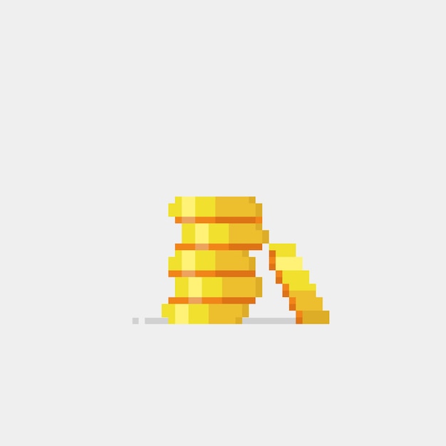 Pila de monedas de oro en estilo pixel art