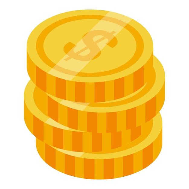 Pila de monedas de oro ilustración isométrica que representa la riqueza y el éxito